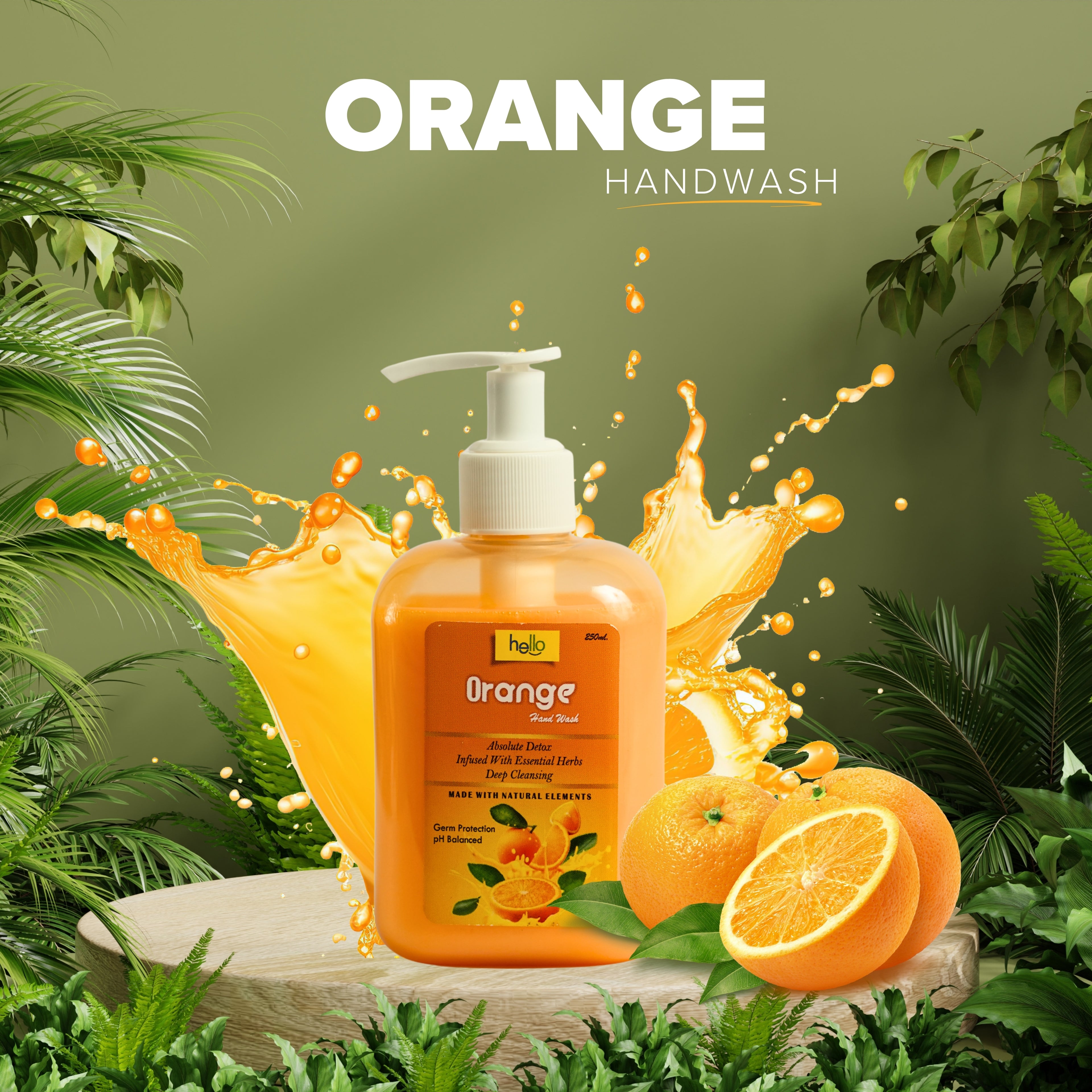 Hello Orange Hand Wash - Germ Protection & Deep Cleansing (250ml)