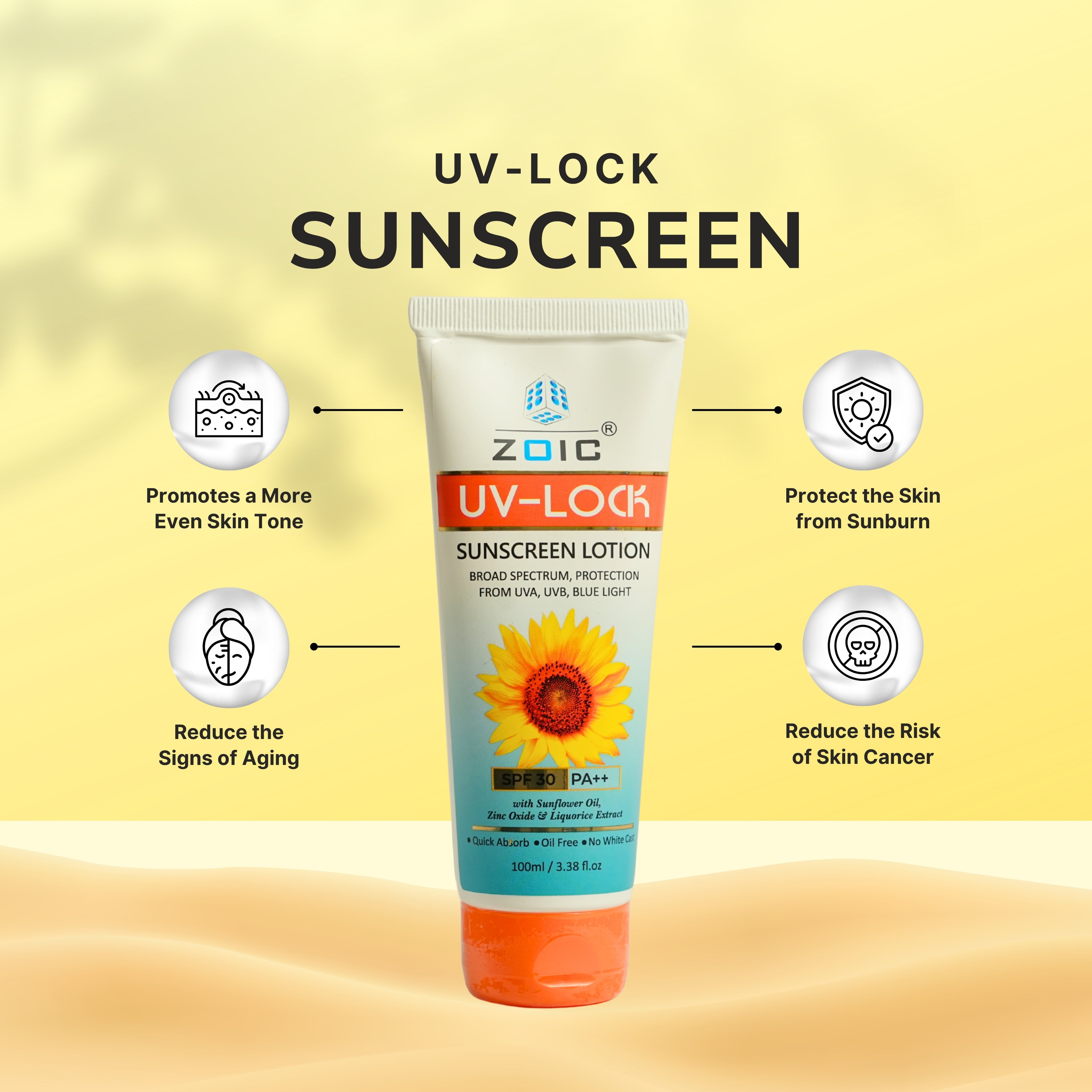 UV-LOCK Sunscreen Lotion SPF 30 PA++ | Non-Greasy & Broad Spectrum Protection