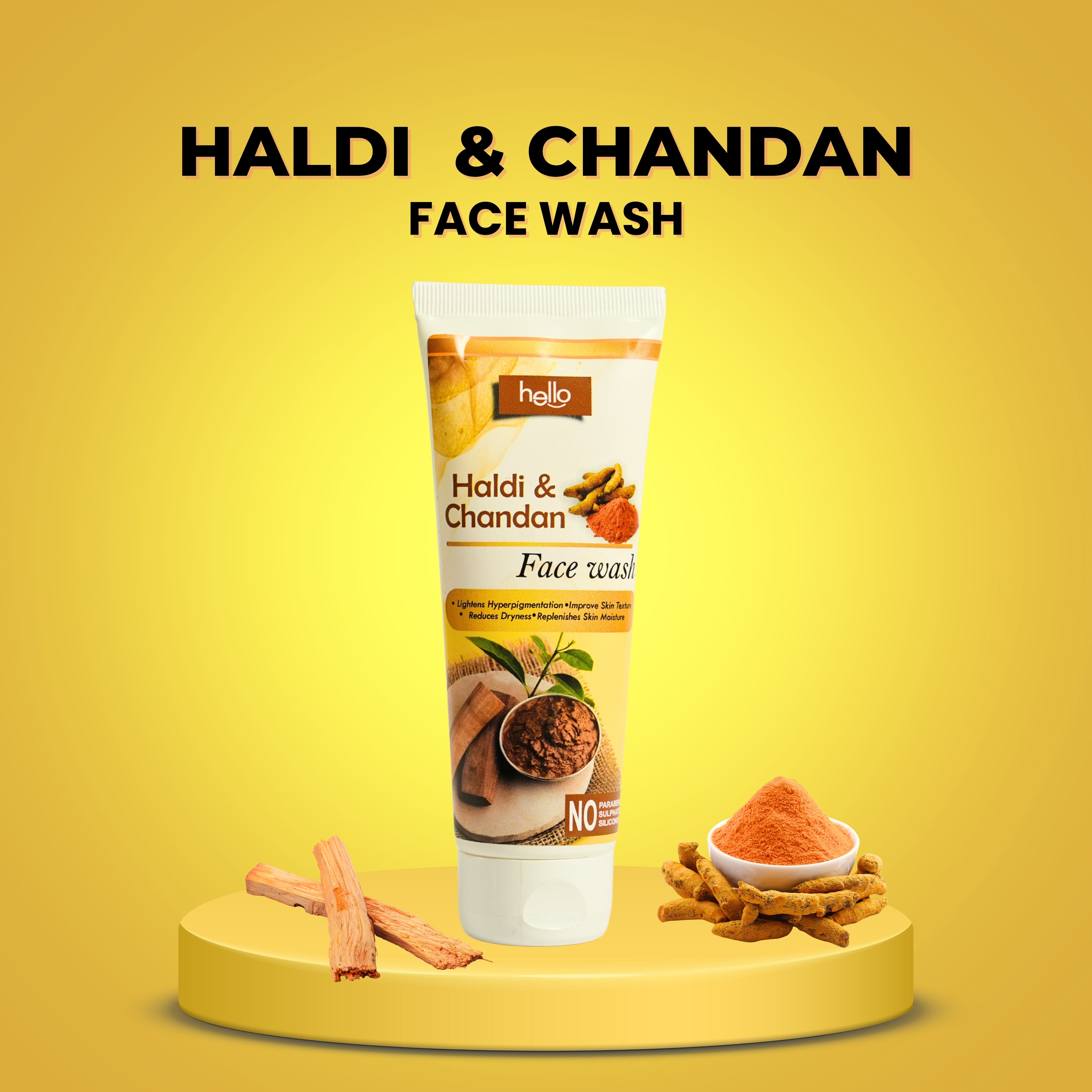 Hello Haldi & Chandan Face Wash | Skin Brightening & Tan Removal | 100m