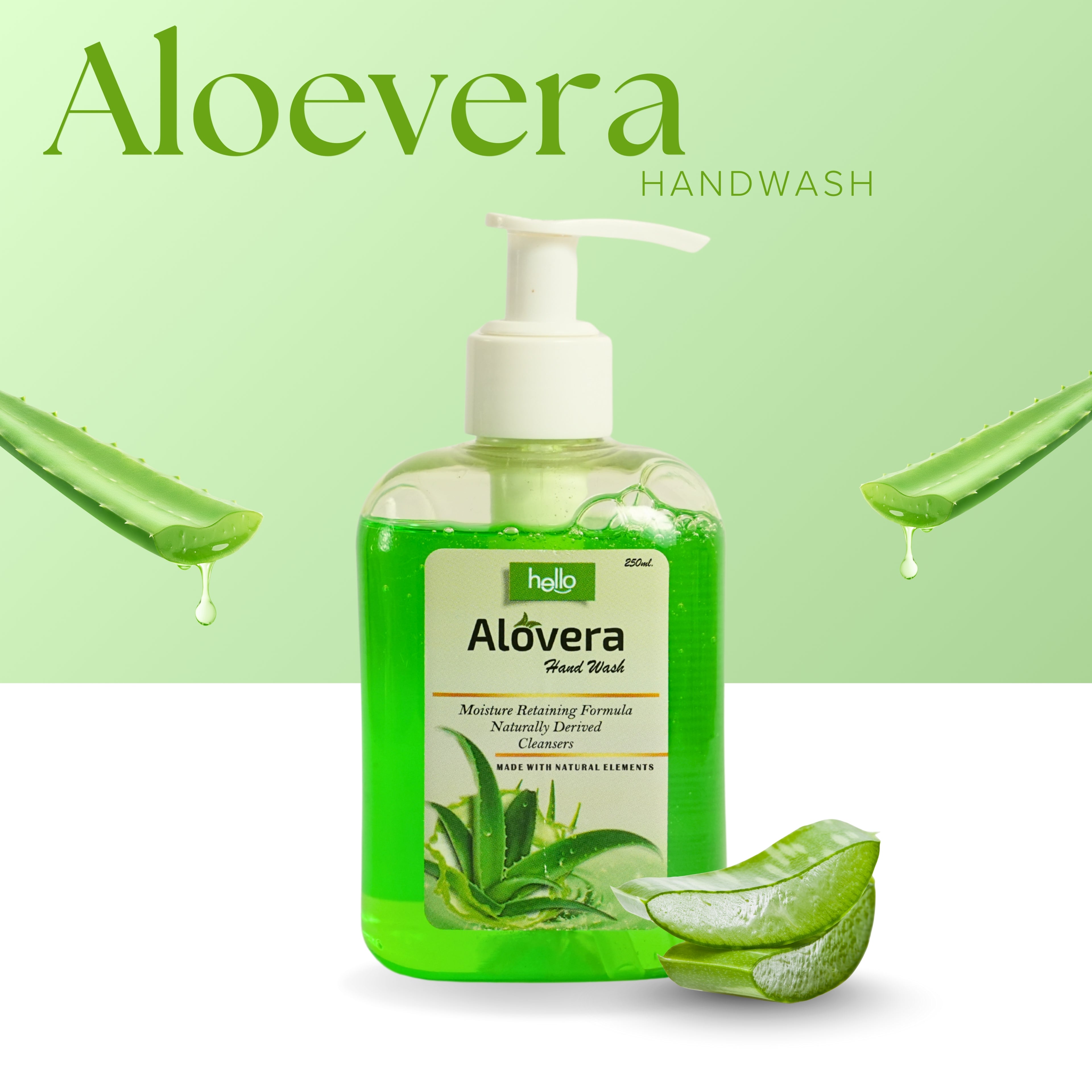 Hello Aloevera Hand Wash - Moisture Retaining Formula (250ml)